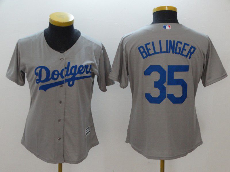 Women Los Angeles Dodgers 35 Bellinger Grey MLB Jerseys